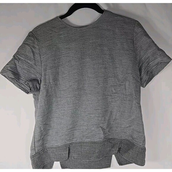 Orvis‎ Organic Cotton Blouse Medium Gray Striped Cottagecore Vintage Natural - Picture 1 of 7